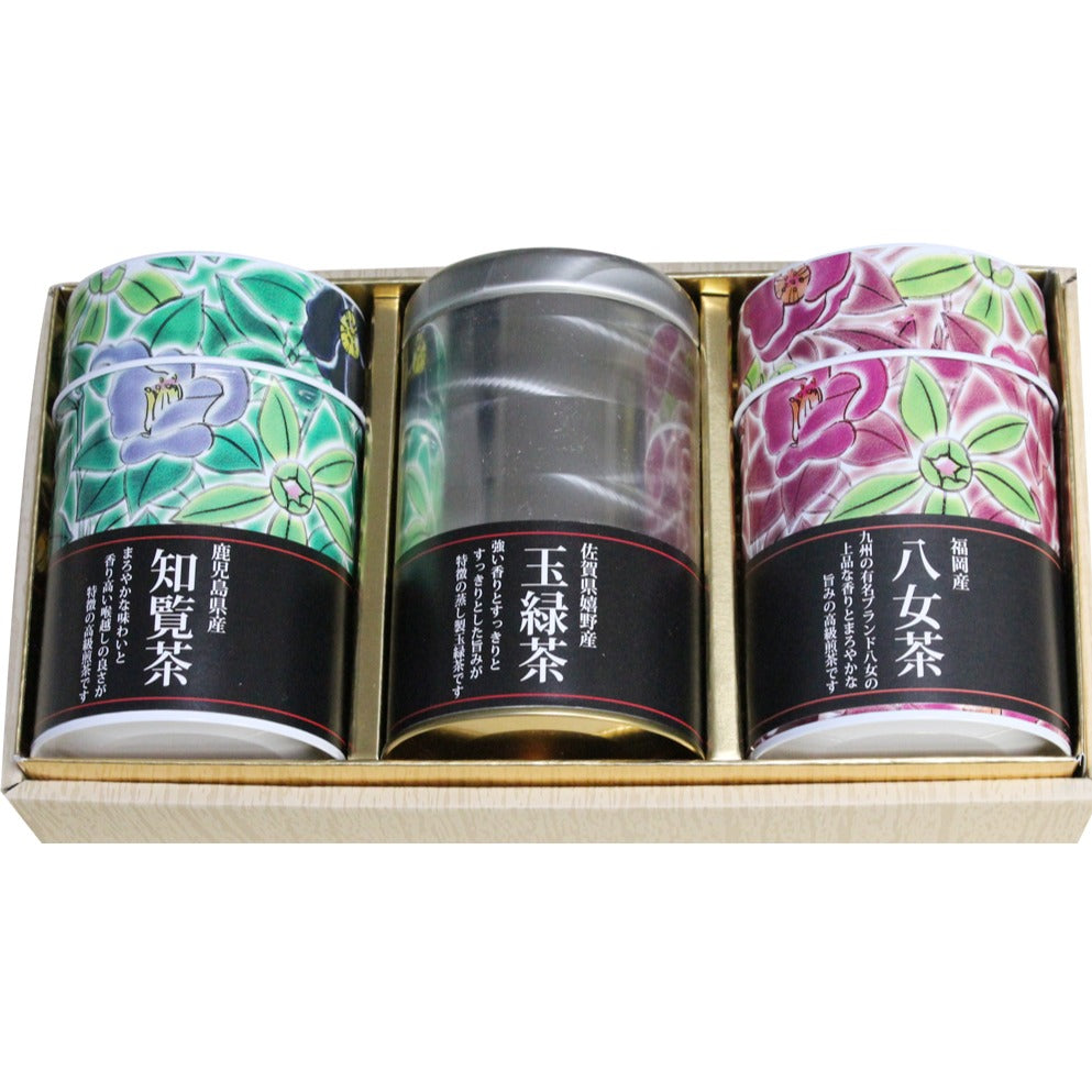 九州産優良煎茶「知覧茶・八女茶・嬉野茶」3本缶入りセット – お茶の通販なら美味探求 お茶の里